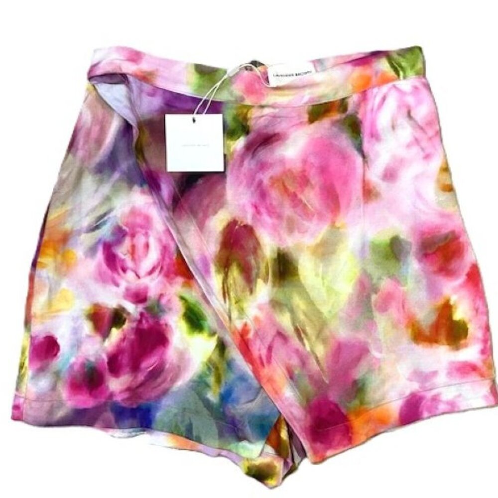 Lavender Brown Pink Watercolor Floral Skort Sky Short